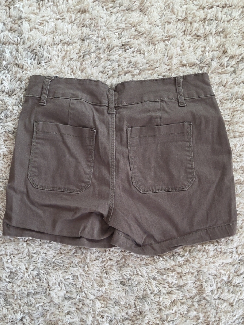 one 5 one Olive Brown Button-Accent Bermuda Shorts - Picture 3 of 3